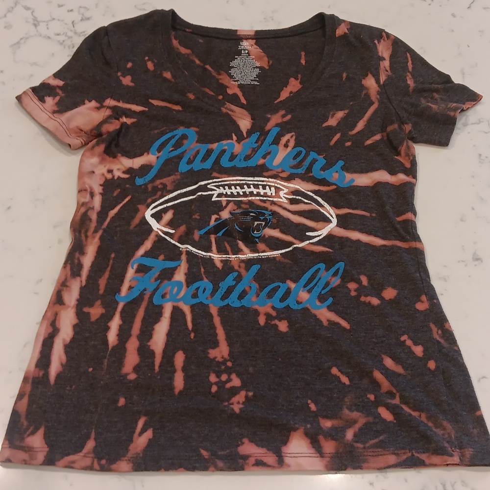Bleach dyed Carolina Panthers t-shirt